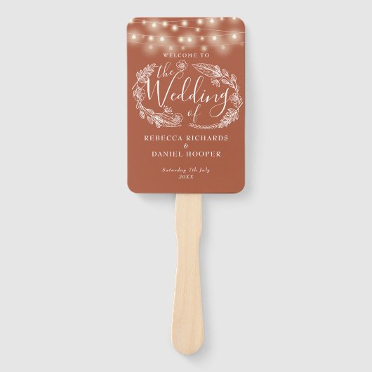 Éventail Terracotta String programme de mariage (Devant)