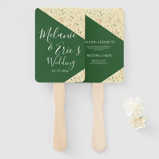 Éventail Terrazzo Bold Esmeralda Multi-Coloré Abstrait (Devant et derrière)