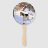 Éventail Terrier Fox Wire Qu'il neige Noël (Devant)
