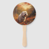 Éventail Terrier tibétain à l'automne Feuilles automne Insp (Dos)