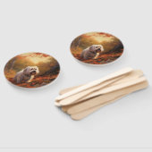 Éventail Terrier tibétain à l'automne Feuilles automne Insp (Non-assemblé)