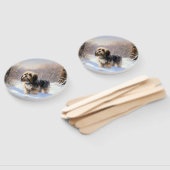 Éventail Terrier Tibétain Laissons Il Neige Noël (Non-assemblé)