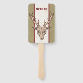 Éventail Tête de cerf mâle Gros Antlers Tan Blanc Rouge ray (Dos)