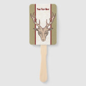 Éventail Tête de cerf mâle Gros Antlers Tan Blanc Rouge ray (Devant)