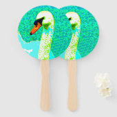 Éventail Tête de cygne blanche (Devant et derrière)