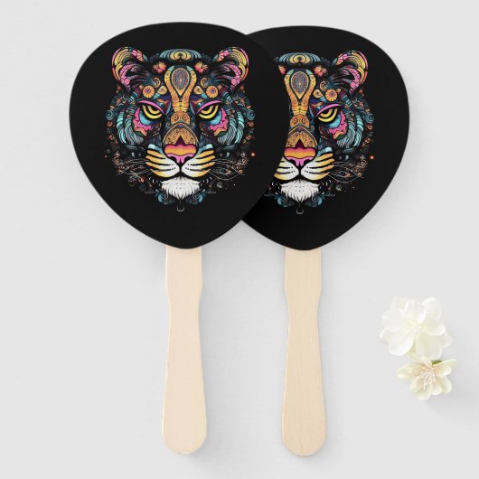 Éventail Tête de tigre (Devant et derrière)