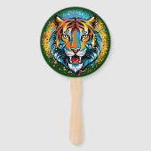Éventail Tête de tigre couleurs arc-en-ciel peinture taches (Dos)