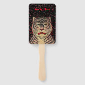 Éventail Tête de Tigre Visage Féroce Accents Rouges Points  (Dos)