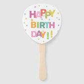 Éventail Texte coloré Confetti et étoiles Joyeux anniversai (Dos)