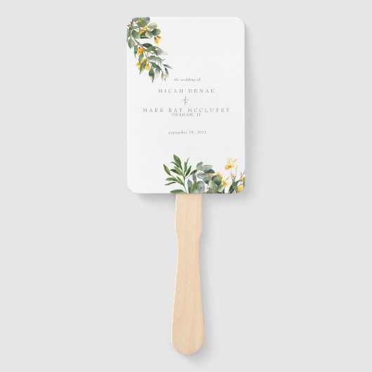 Éventail Texte floral jaune simple or (Devant)