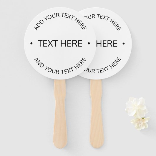 Éventail Texte modifiable simple et moderne | Blanc et noir (Devant et derrière)