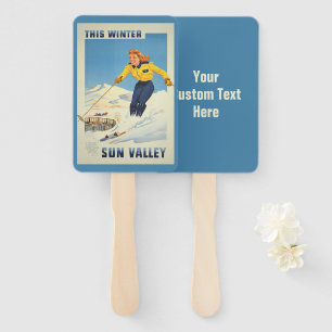Éventail Texte personnalisé Voyage vintage Sun Valley Idaho