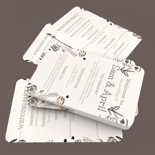 Éventail Thème Brown Floral Mariage