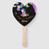 Éventail Thème de fête d'anniversaire dans l'espace (Devant)