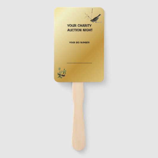 Éventail thème de la vente aux enchères d'or (Dos)
