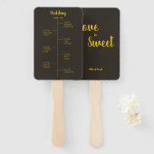 Éventail Thème de Mariage doré noir riche (Devant et derrière)
