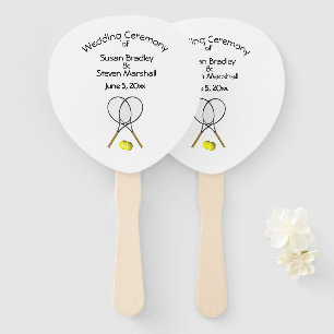Éventail Thème de Tennis Mariage Blanc Main Ventilateur
