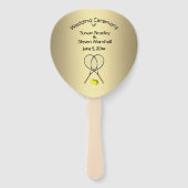 Éventail Thème de tennis Mariage Gold Hand Fan (Dos)
