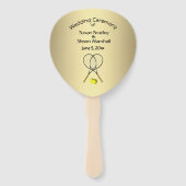 Éventail Thème de tennis Mariage Gold Hand Fan (Devant)