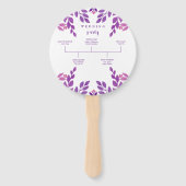 Éventail Thème Mariage Feuille violet (Dos)