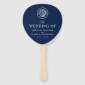 Éventail Thème nautique Mariage Seashell Custom Navy (Devant)