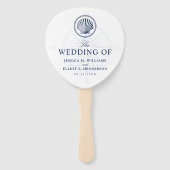 Éventail Thème nautique Mariage Seashell Custom Navy (Devant)