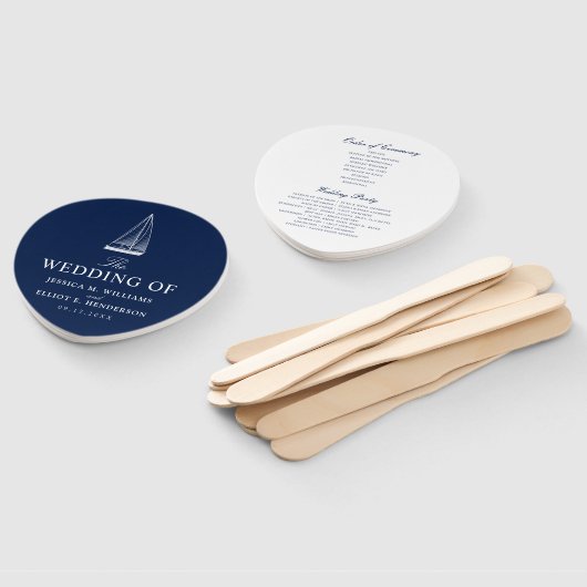 Éventail Thème nautique Mariage Voilier Custom Marine (Non-assemblé)