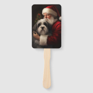 Éventail Tibétain Terrier Père Noël Festif Noël