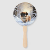 Éventail Tibetan Spaniel Qu'il neige Noël (Devant)