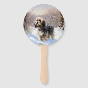 Éventail Tibetan Terrier Qu'il neige Noël