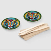 Éventail Tiger Head Rainbow colors paint stains (Non-assemblé)