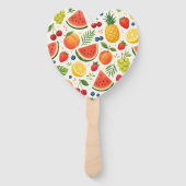 Éventail Tissu à motif de fruits d'été | Pastèque tropicale (Dos)
