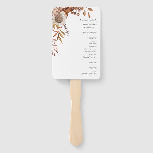 Éventail Tomber amoureux | Boho Flowers Programme de mariag (Dos)