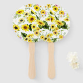 Éventail Tournesol d'aquarelle 7 (Devant et derrière)