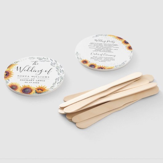 Éventail Tournesol Fleurir | Programme de Mariage (Non-assemblé)