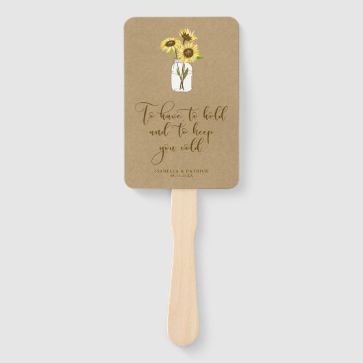 Éventail Tournesols en papier Kraft rustique sur Mariage Ma (Devant)