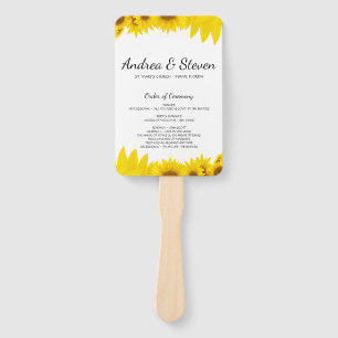 Éventail Tournesols épousant la fan de programme. Menu de