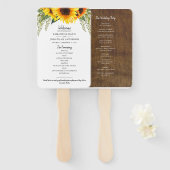Éventail Tournesols rustiques | Programme de mariage aquare (Devant et derrière)