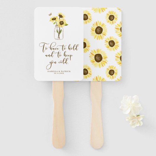 Éventail Tournesols sur Mason Jar pour vous garder Mariage (Devant et derrière)