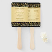 Éventail Tournois d'or sur le programme de mariage noir (Devant et derrière)