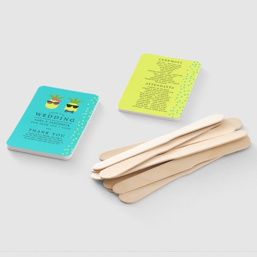 Éventail Tourquoise et citron été Beach Wedding Programme (Non-assemblé)