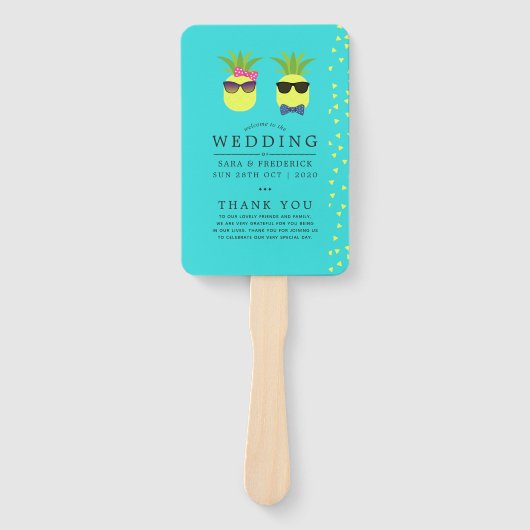 Éventail Tourquoise et citron été Beach Wedding Programme (Devant)