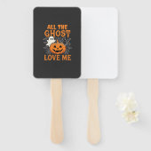 Éventail Tout les fantômes m'aiment Halloween Design_1 (Devant et derrière)