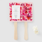 Éventail Toute l'Aquarelle d'amour rose rouge (Devant et derrière)