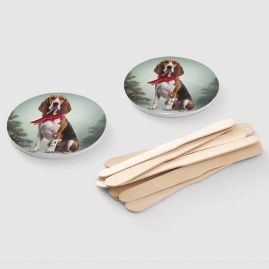 Éventail Trek Walker Coonhound Dog en Noël de neige (Non-assemblé)