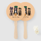 Éventail Trick Ou Traiter Les Chiens En Costumes D'Hallowee (Devant et derrière)