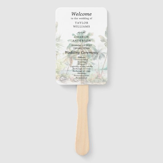 Éventail Tropical Beach Destination Wedding Program (Devant)