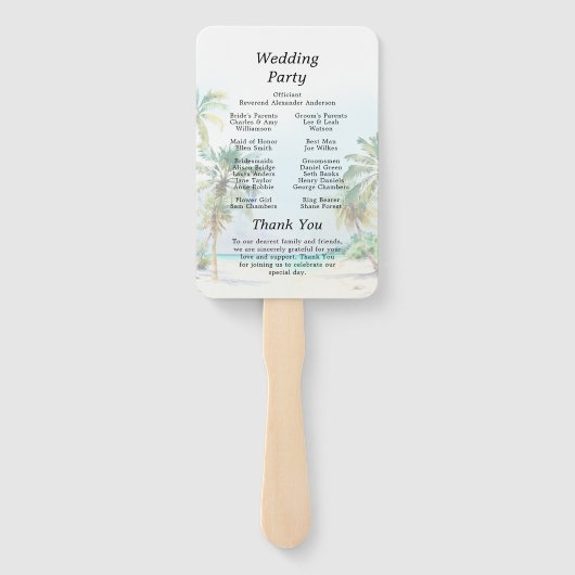 Éventail Tropical Beach Destination Wedding Program (Dos)