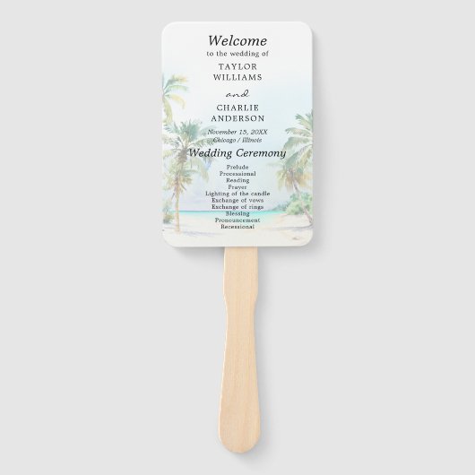 Éventail Tropical Beach Destination Wedding Program (Devant)