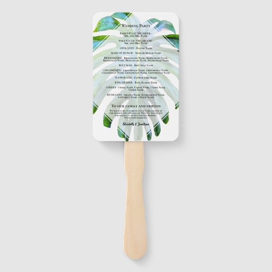Éventail Tropical Beach Wedding Motif (Dos)